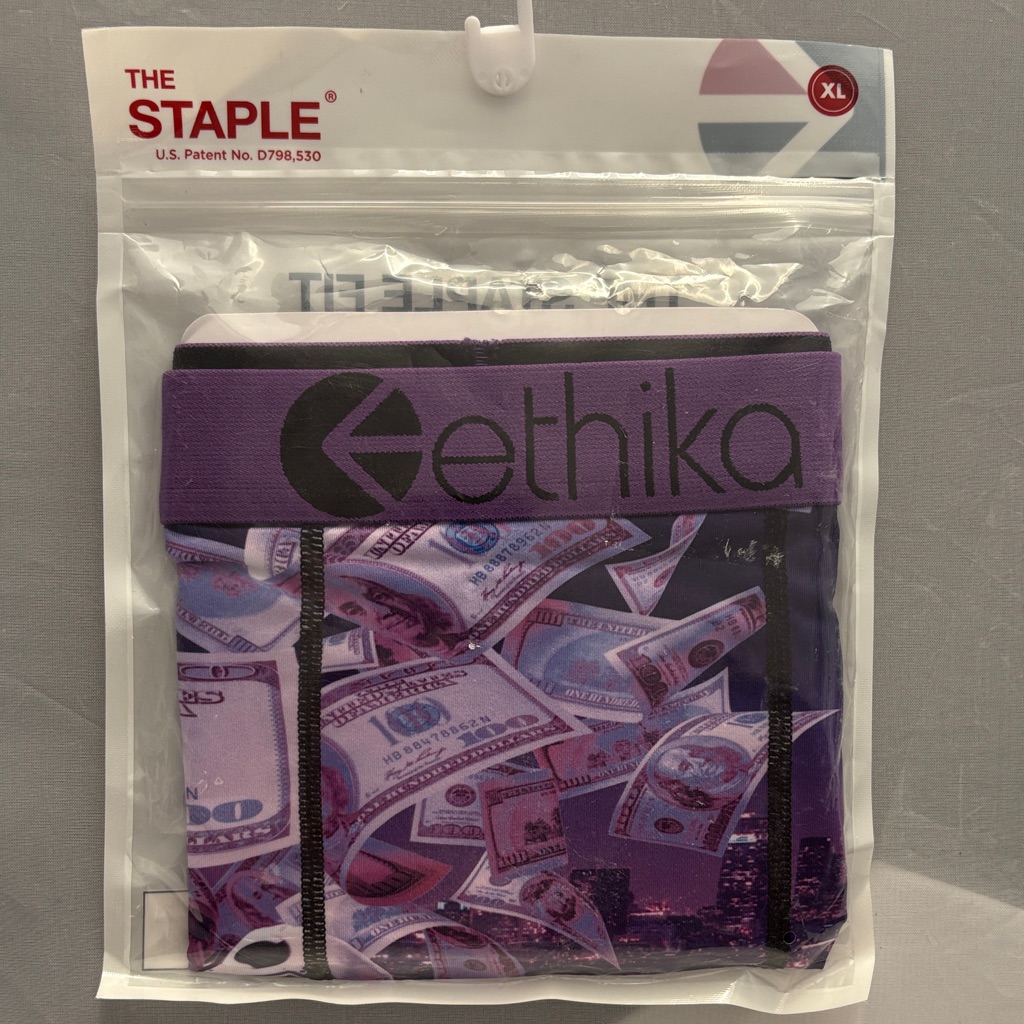 Ethika Purple Money Graphic Boxer Briefs Mens Size Xl.